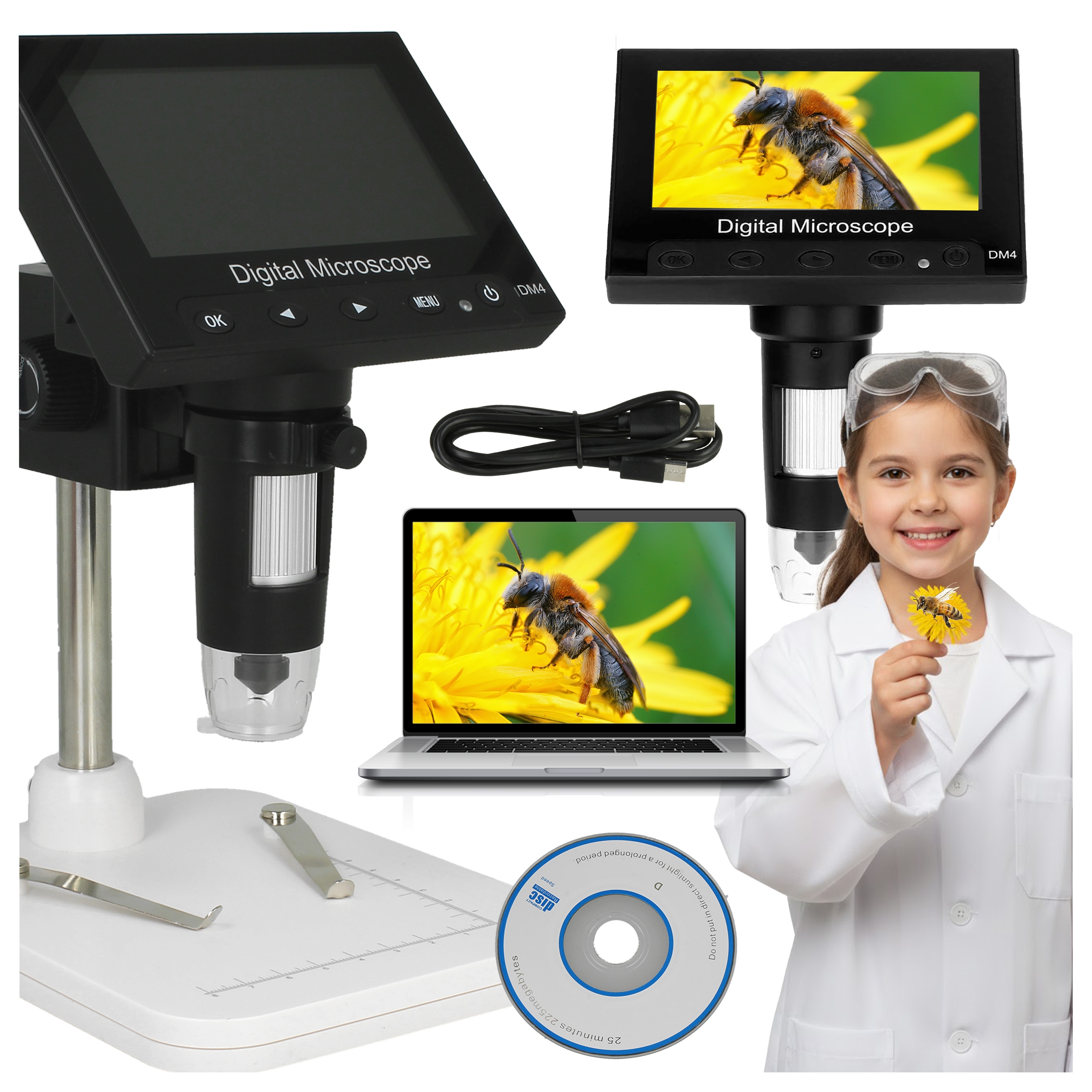 Vzdělávací Vědecký Mikroskop Přenosný Na Kartu Sd, Režim Videofotografie 1000X