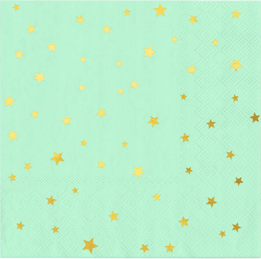 SERWETKI PAPIEROWE MIĘTOWE W GWIAZDKI-10SZTUK-3307