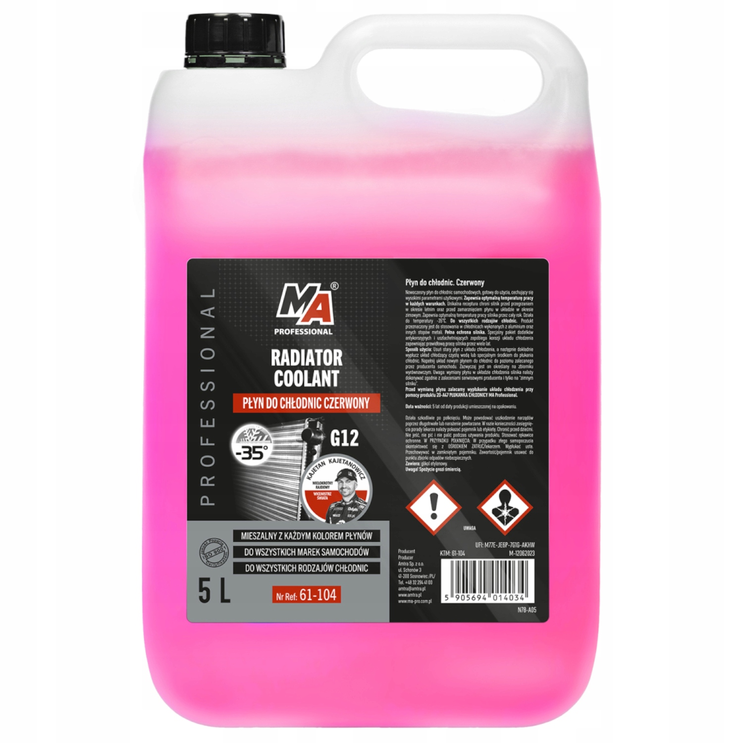 Płyn do Chłodnic Samochodowych Ma Professional Różowy G12 -35°C 5L