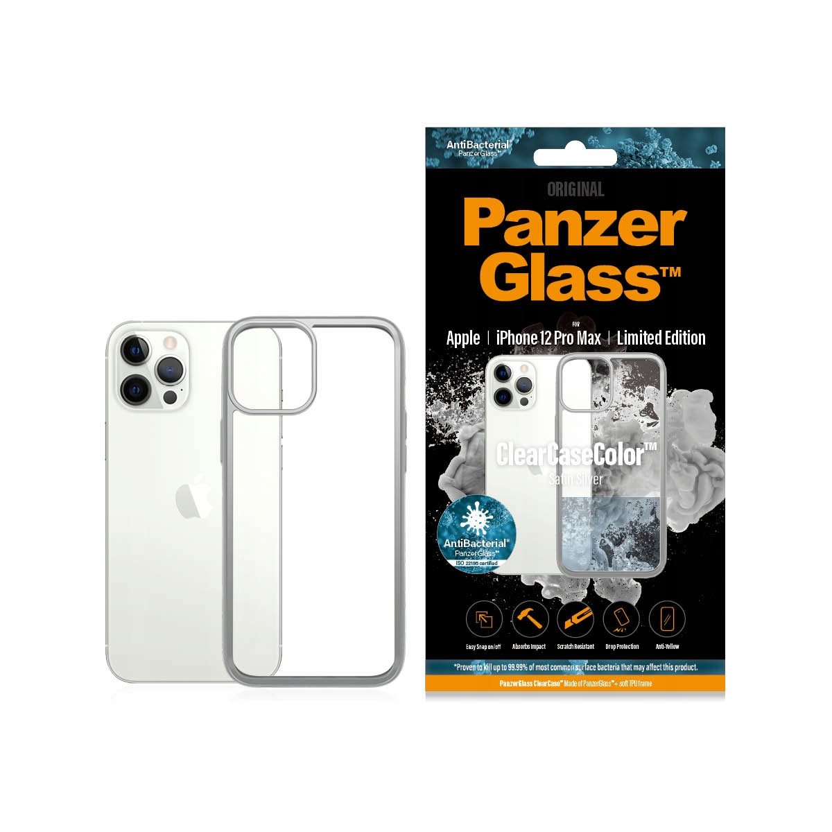 Etui PanzerGlass ClearCase na iPhone 12 Pro Max przezroczysto- srebrne