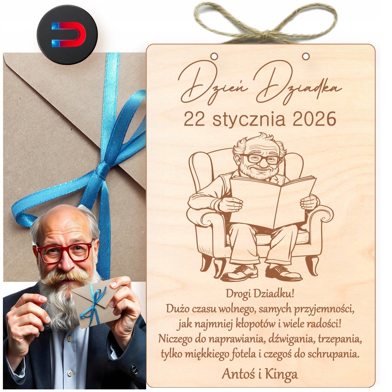 Tabulka Na Den Dědečka Dárek Dřevěná Kartička Gravírování Personalizace