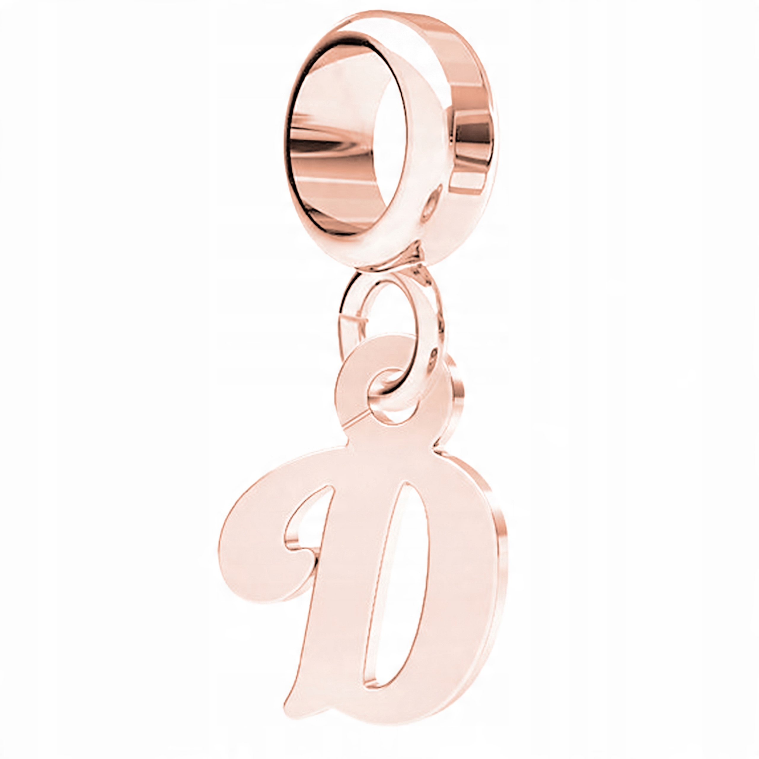 

Charms Literka D różowe złoto 925