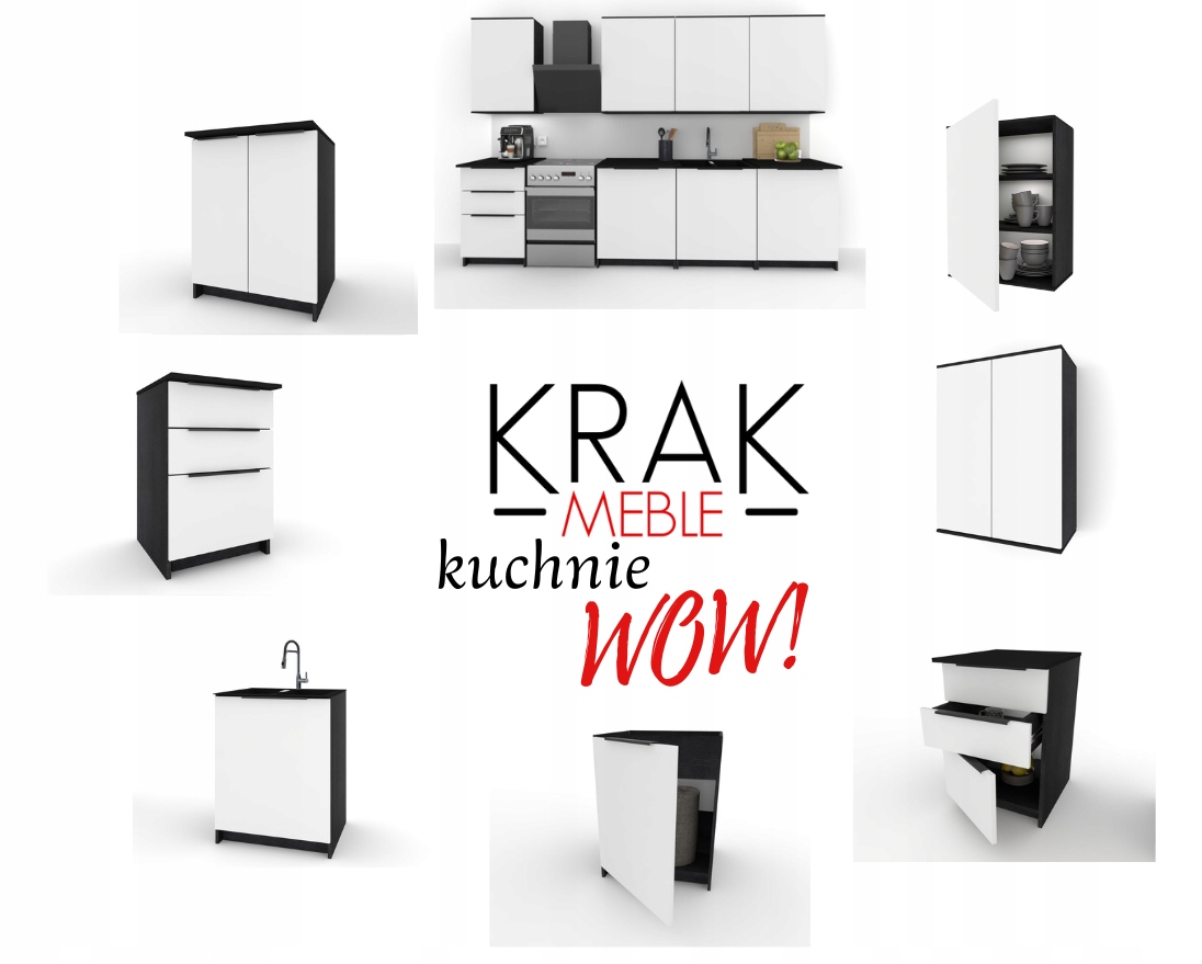 Szafka Kuchenna Wisząca Górna Premium KIRA Czarna Biała 40cm tip-on Blum Kolor frontów biały