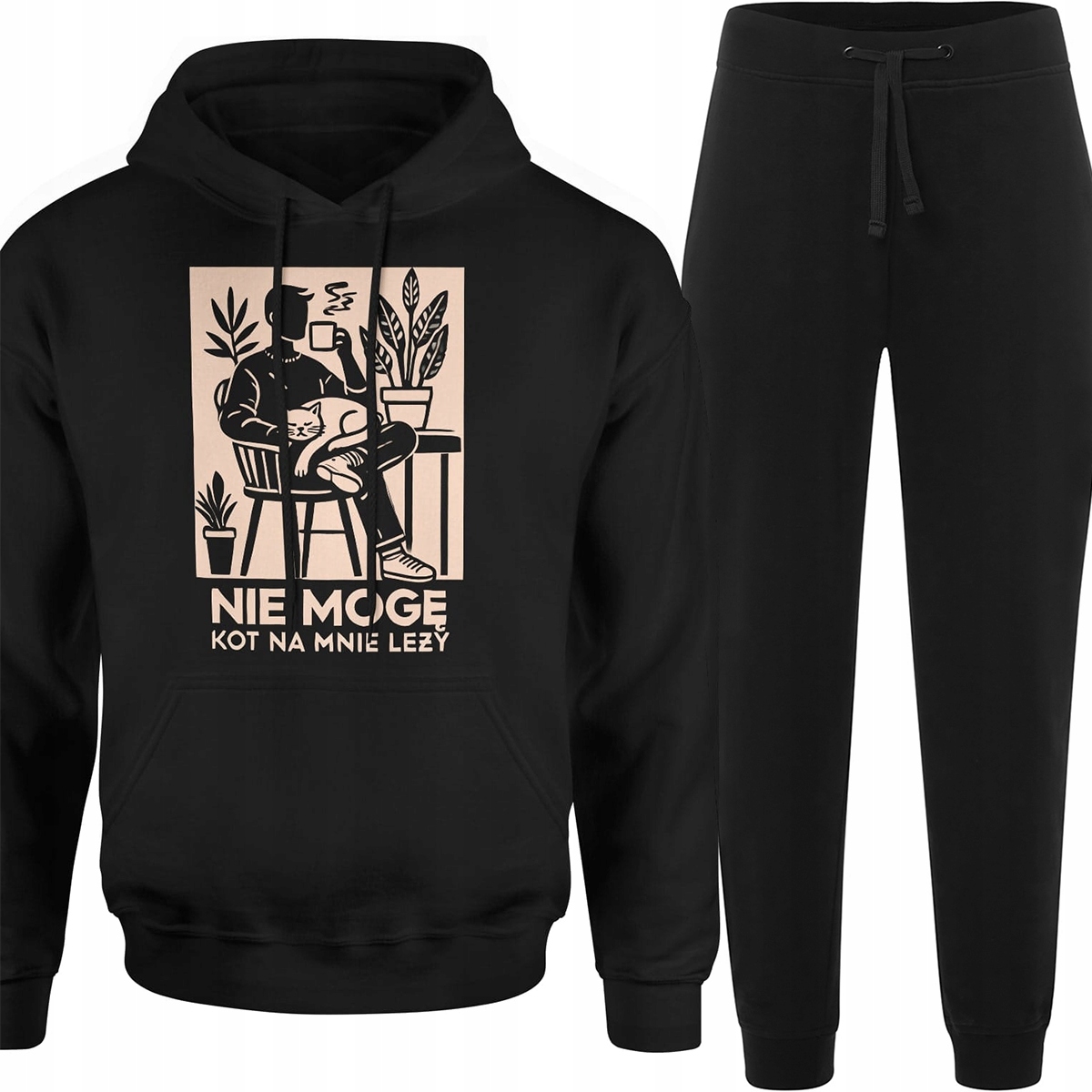 Teplákovka Pánský Komplet Pánských Tepláků Mikina S Nápisy Kočka