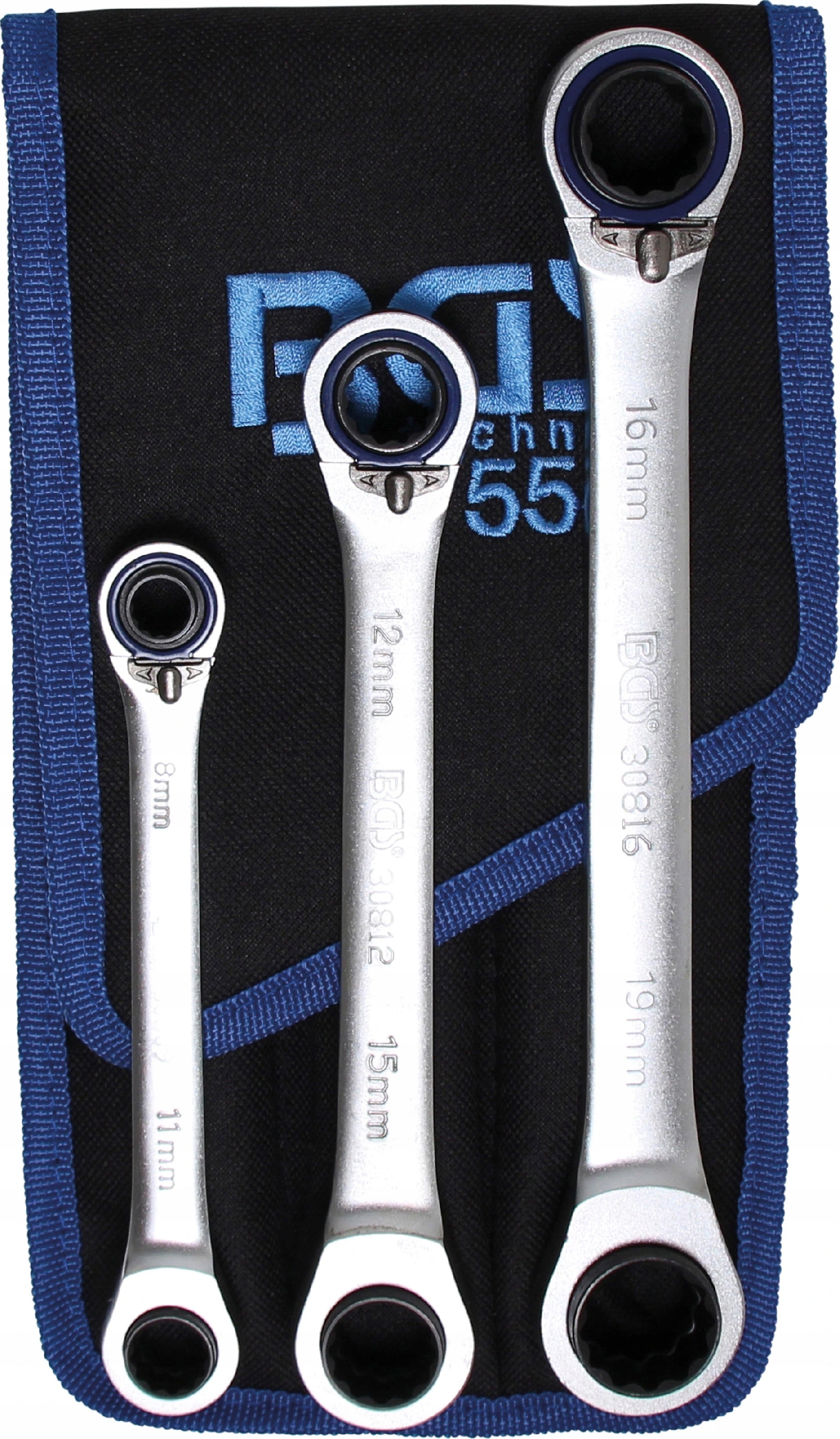 Bgs 1556, Súprava račňových očkových kľúčov prepínateľné "4 v 1" 3dielna