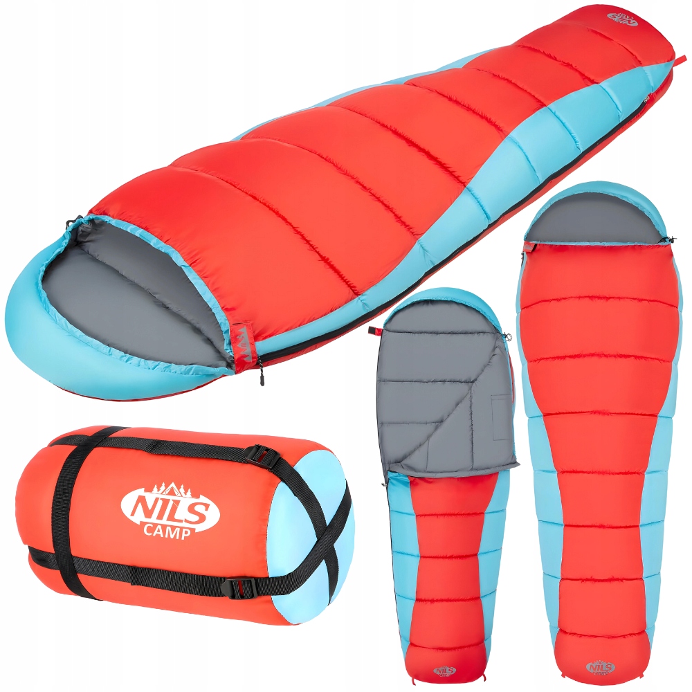 Śpiwór Turystyczny Ciepły Mumia Z Kapturem Pod Namiot 220x80 cm Pokrowiec