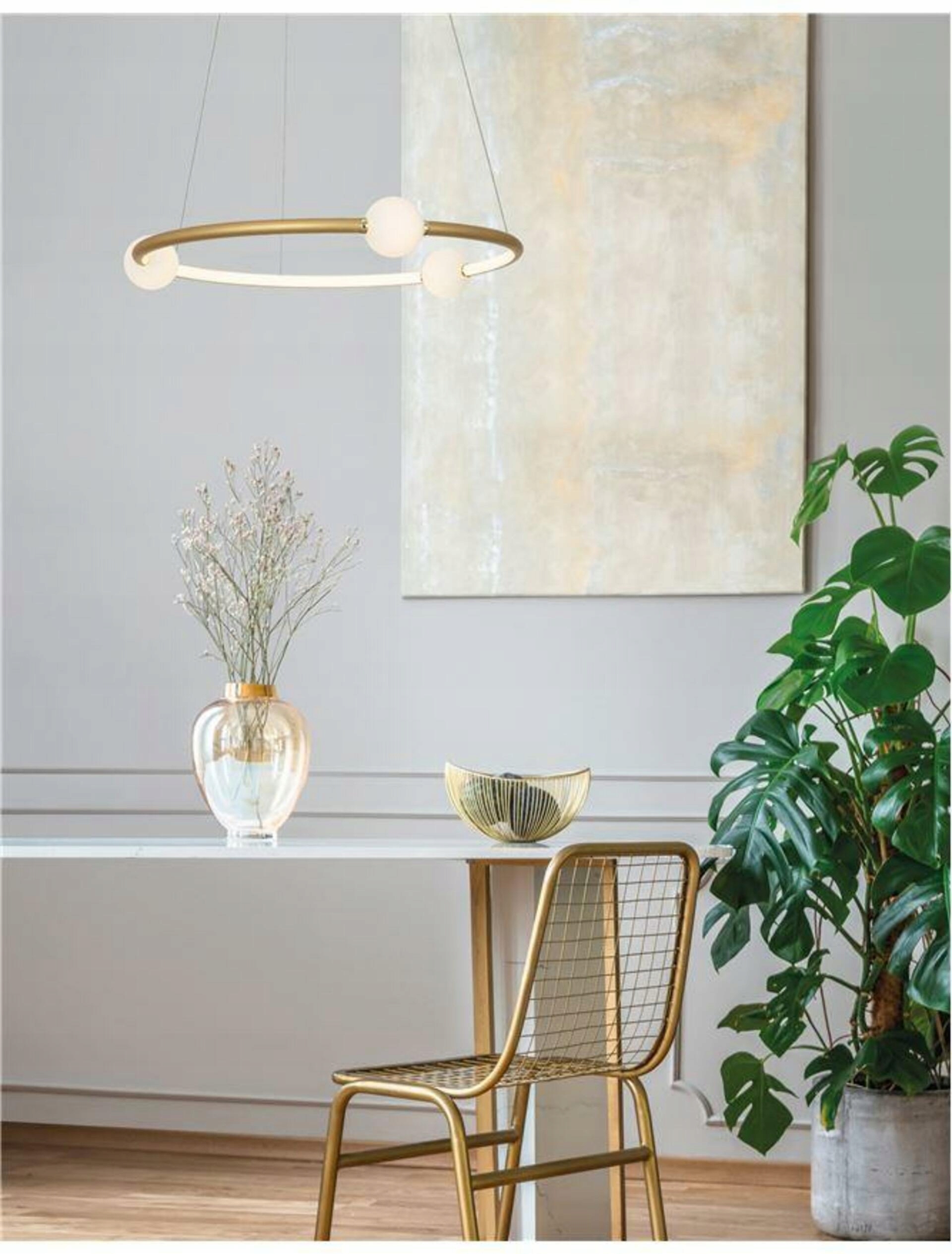 Nova Luce závesné svietidlo Celia stmievateľné saténový zlatý hliník opálové