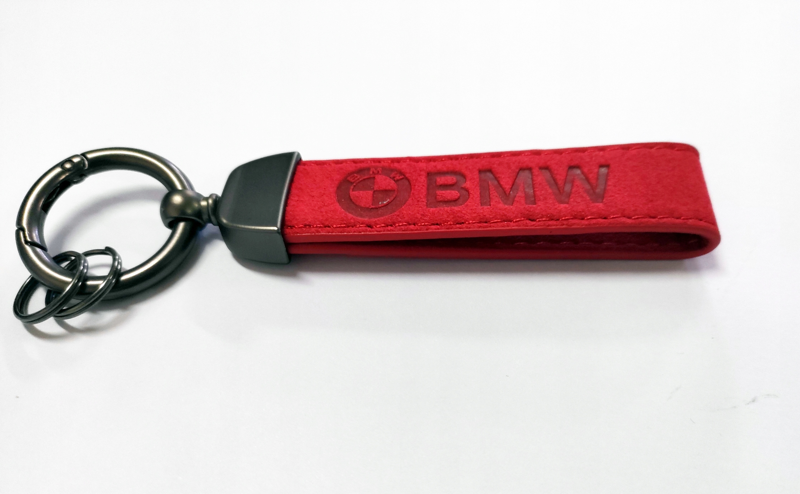 

Smycz brelok do kluczy Bmw, alkantara czerwony