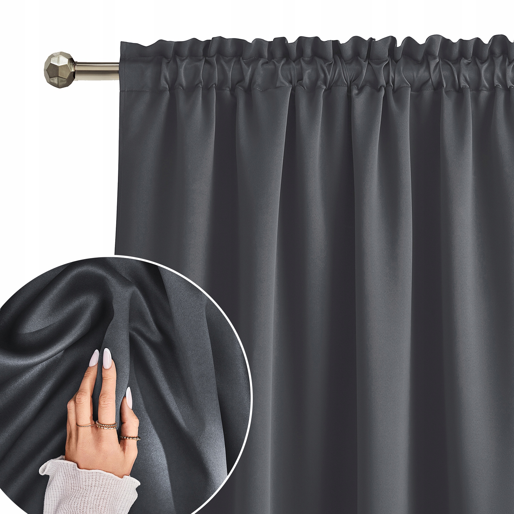 Hotový závěs na pásku žabek 180x260 Laurel šedý tmavý