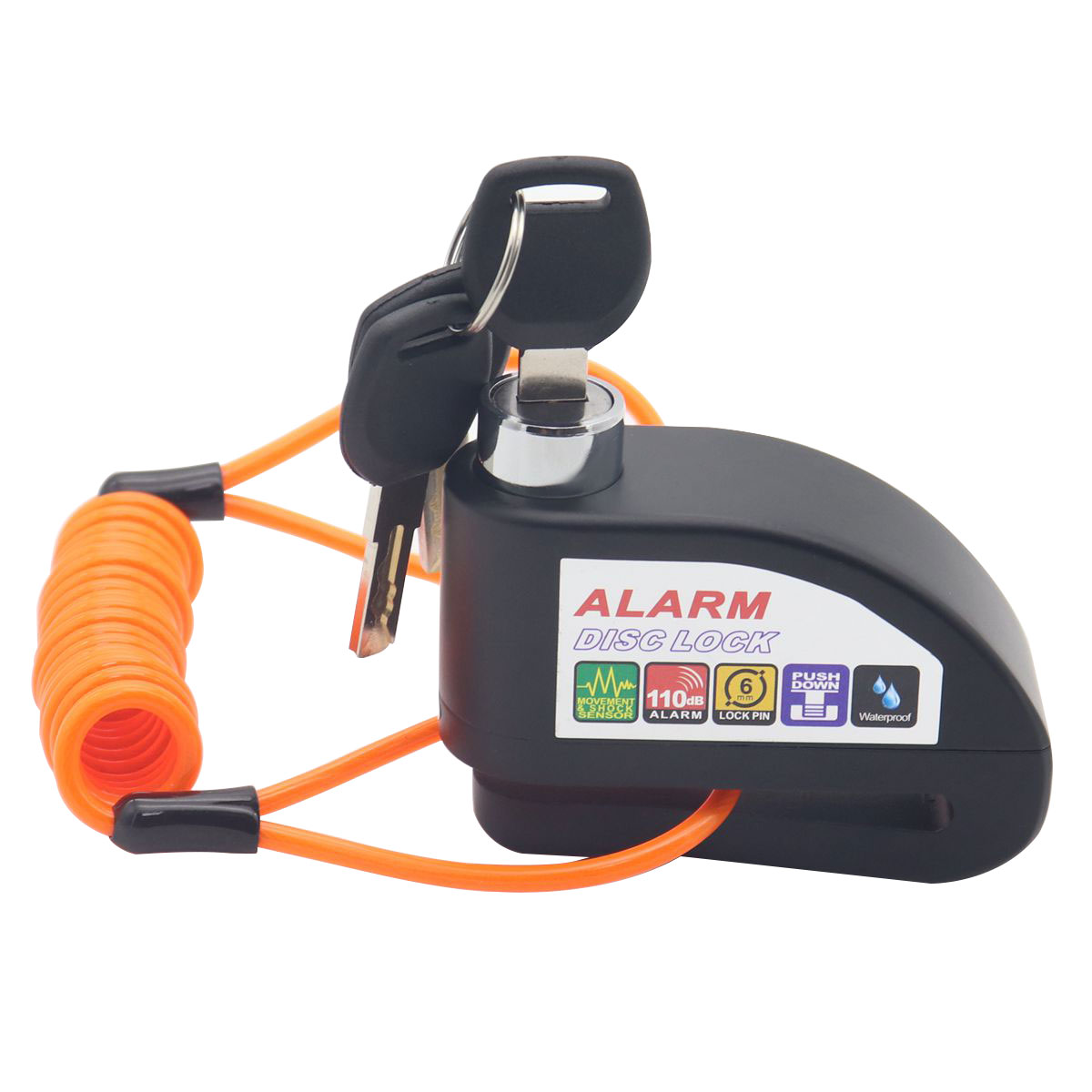 Blokada tarczy hamulcowej z alarmem do motocykli i rowerów Wodoodporna