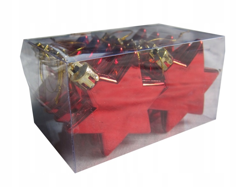 

Bombki nietłukące Czerwone 6cm. Gwiazdki 10szt.