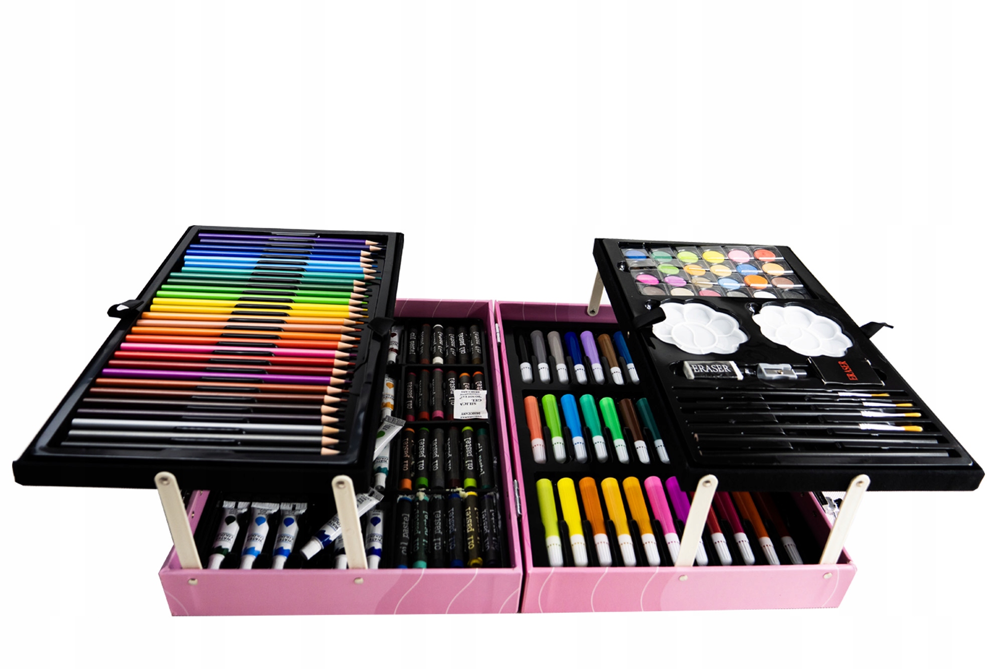 Zestaw ARTYSTYCZNY do RYSOWANIA MALOWANIA DLA DZIECI DZIEWCZYNEK 145 EL. Kod producenta WALIZKA KREDKI FARBKI MARKERY KREATYWNY