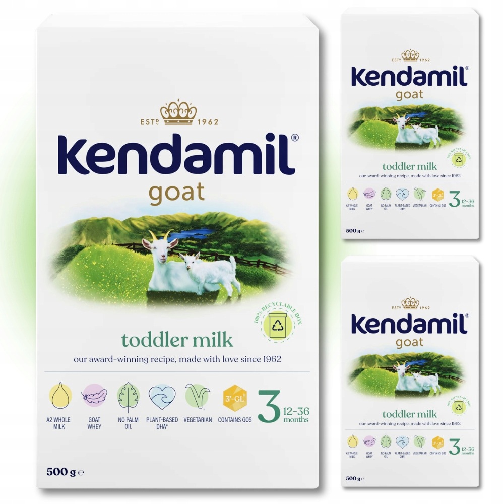 5x Kendamil 3 Kozie Mleko Kozie 500g 12-36m Bez Oleju Palmowego Rybiego Soi