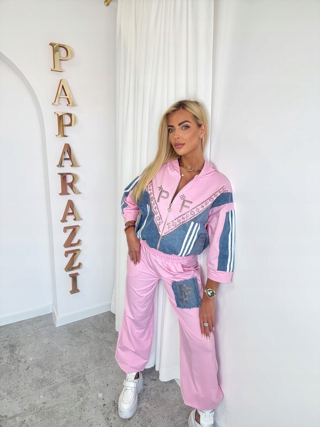 Teplákovka Paparazzi Fashion nová rozepínací mikina růžová