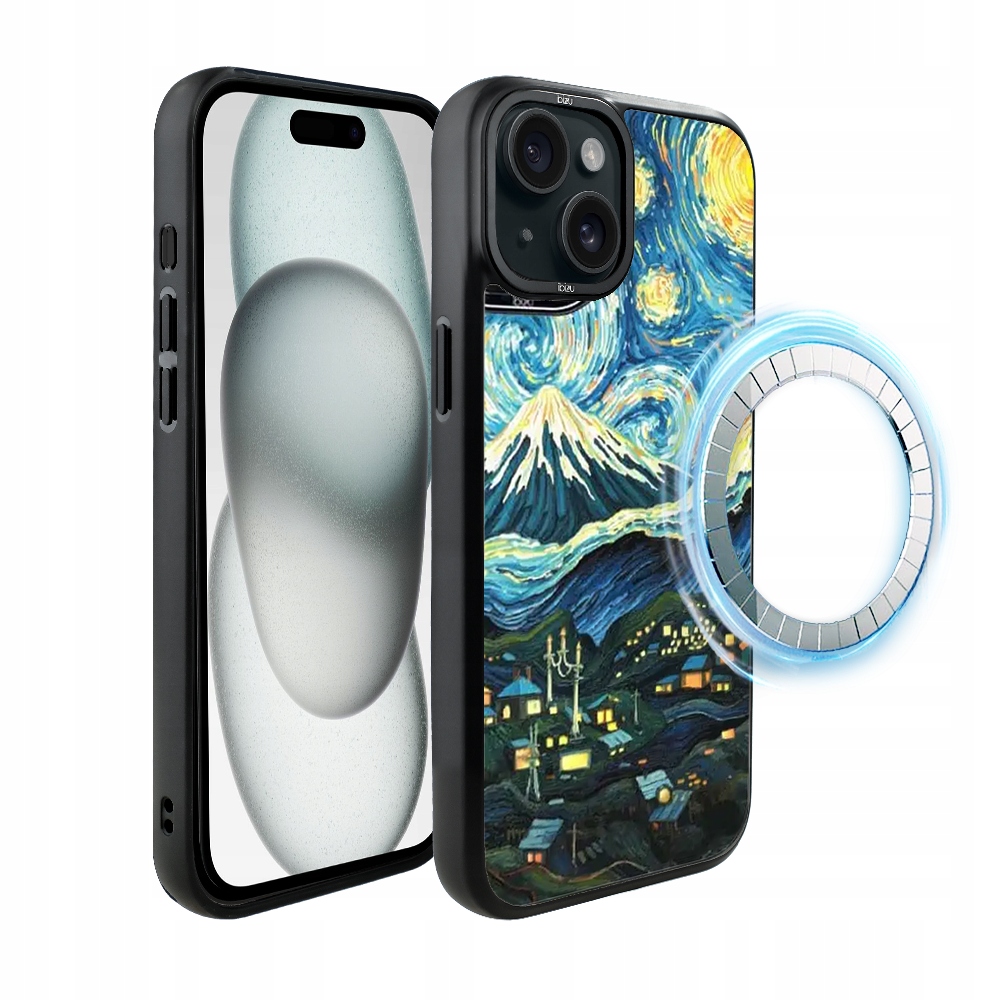 Pouzdro pro iPhone 15 Plus Ibizu DropGuard Matt s MagSafe, Van Gogh, noc