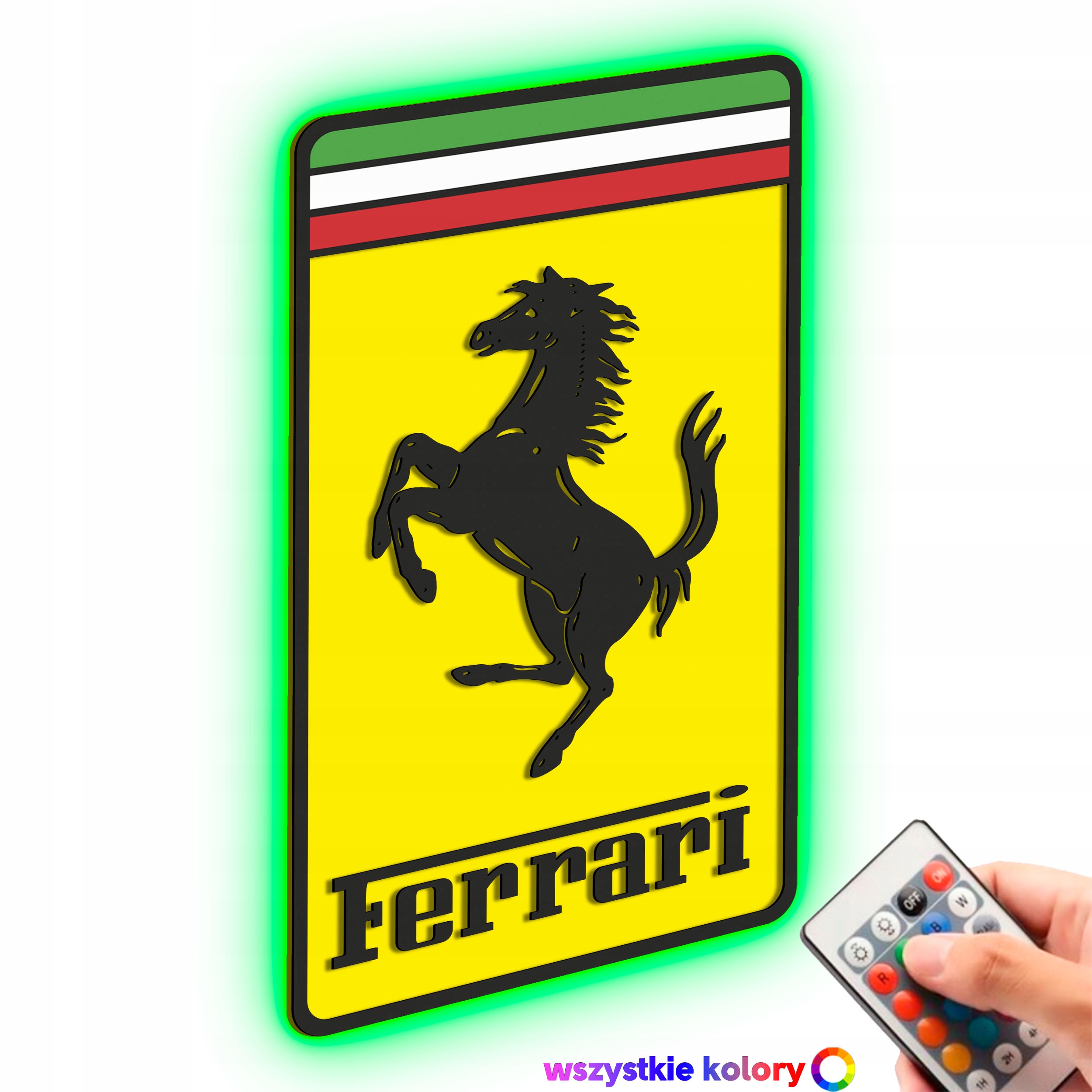 Dřevěný obraz 3D Logo Ferrari Nástěnná Dekorace Dárek Noční Lampa Led