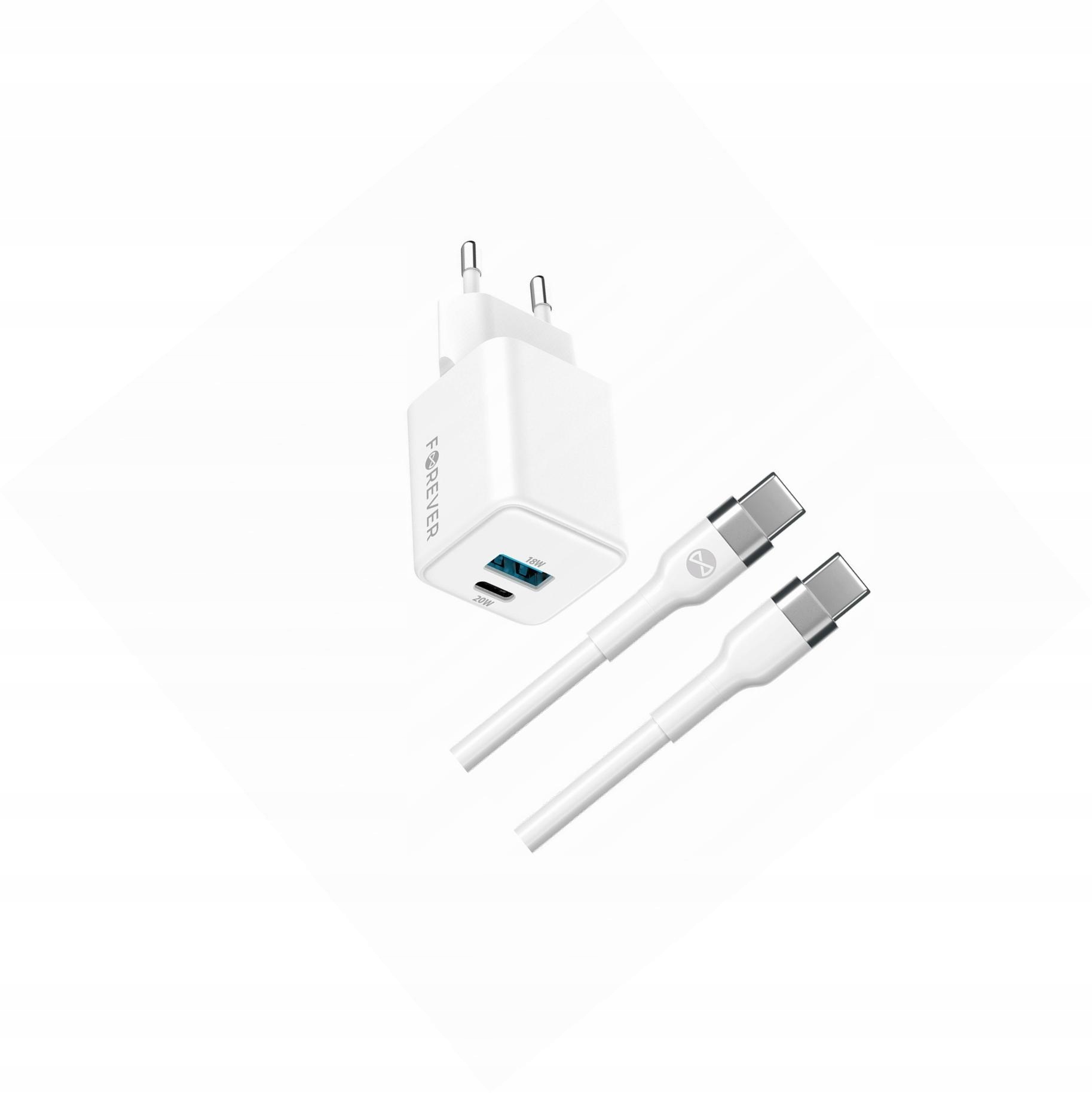 Szybka ładowarka GaN 20W 2 wejścia Usb i Usb-c z kablem do Doogee S68 Pro
