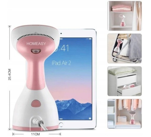 MOCNE ŻELAZKO PAROWE STEAMER DO UBRAŃ PAROWNICA Model PINK