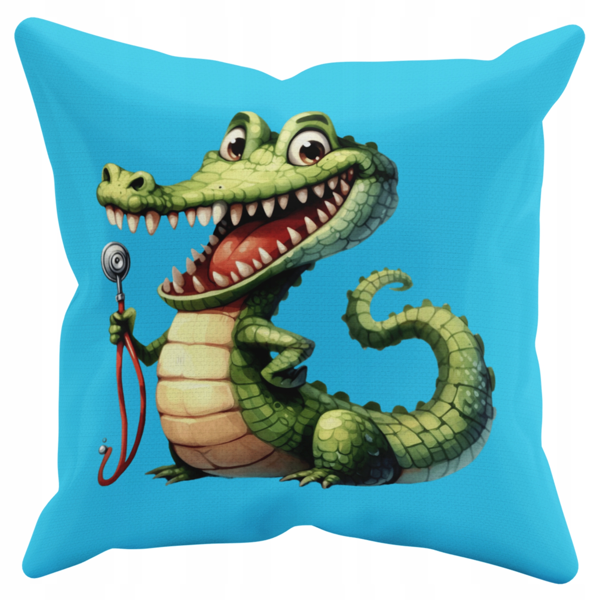 POSZEWKA NA PODUSZKĘ JAŚKA DO PRZEDSZKOLA KROKODYLEK + IMIĘ GRATIS Kolor dominujący odcienie niebieskiego
