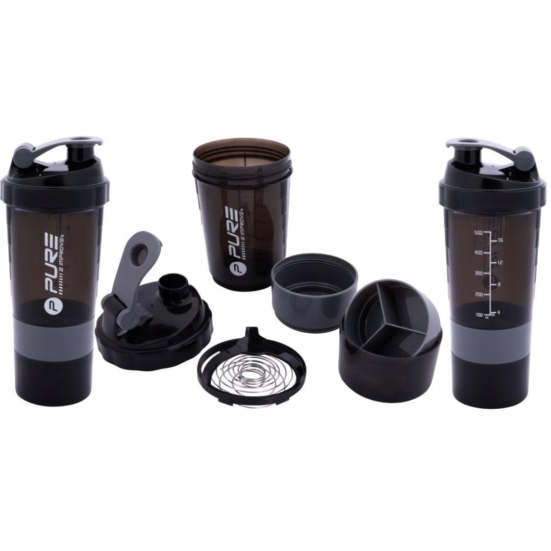 Bidon Fitness Shaker 500ML Black/grey Pure 2 Improve