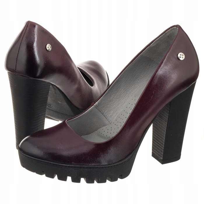 Dámské lodičky na podpatku Kožené Maciejka 02629-23 Bordové