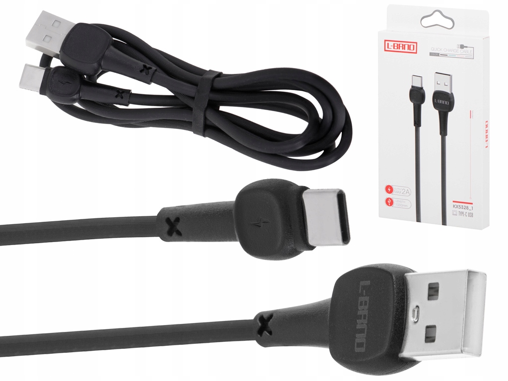 

L-brno kabel Usb typu C szybkie ładowanie czarny