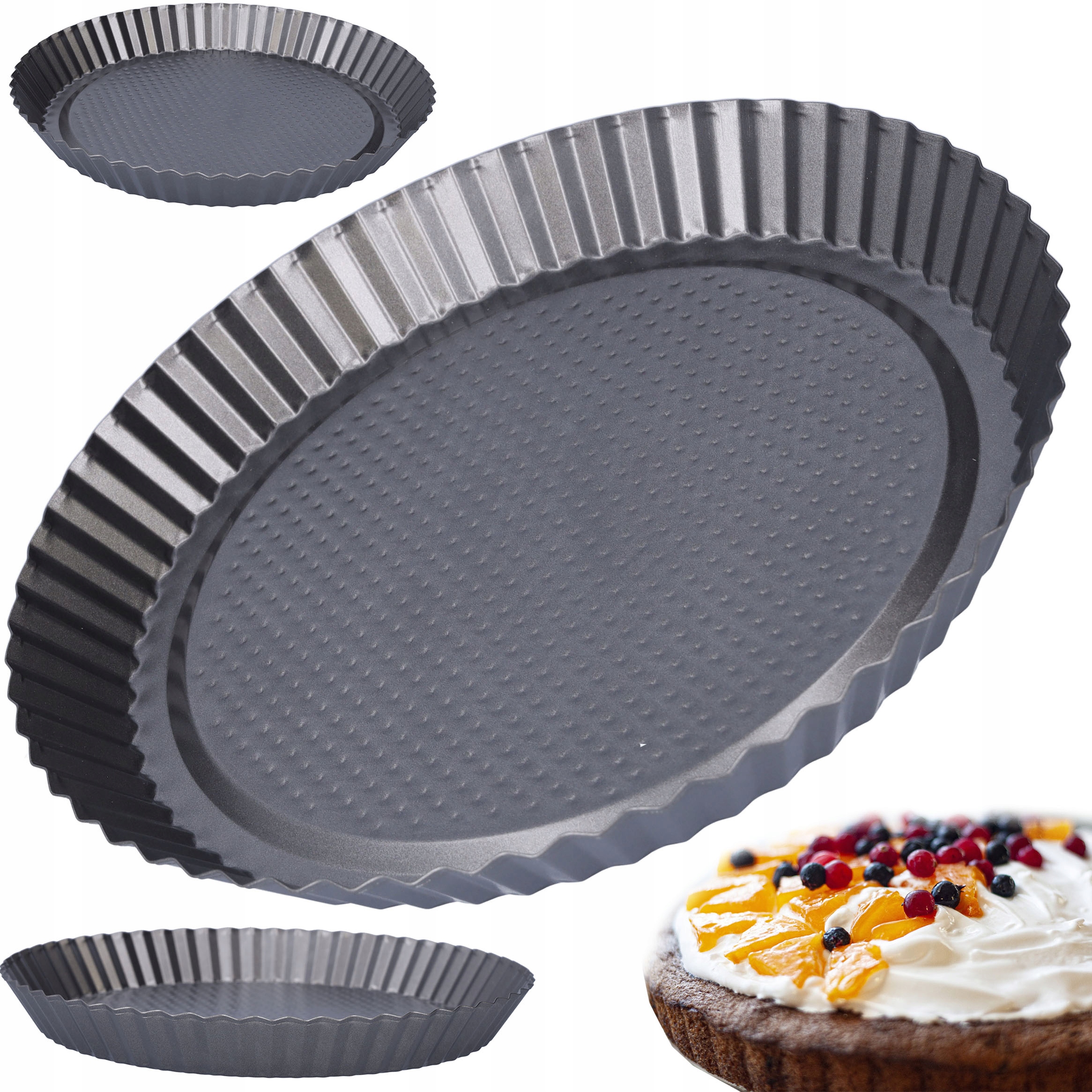 FORMA DO TARTY BLACHA DO PIECZENIA CIAST 28 CM NIEPRZYWIERAJĄCA POWŁOKA