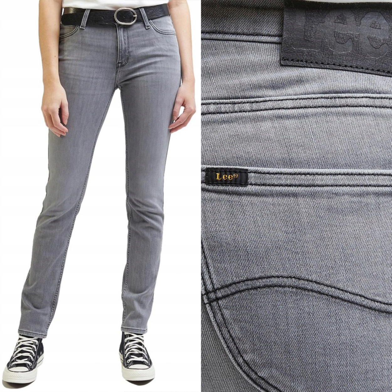 Lee Elly slim Grey Veil Jednoduché Přizpůsobitelné Šedé Džíny W27 L33