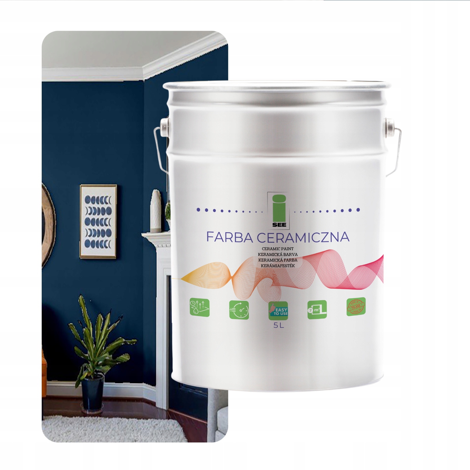 Keramická Farba Na Steny Umývateľná, Morská Granátová 5 L, Odolná Voči Škvrnám