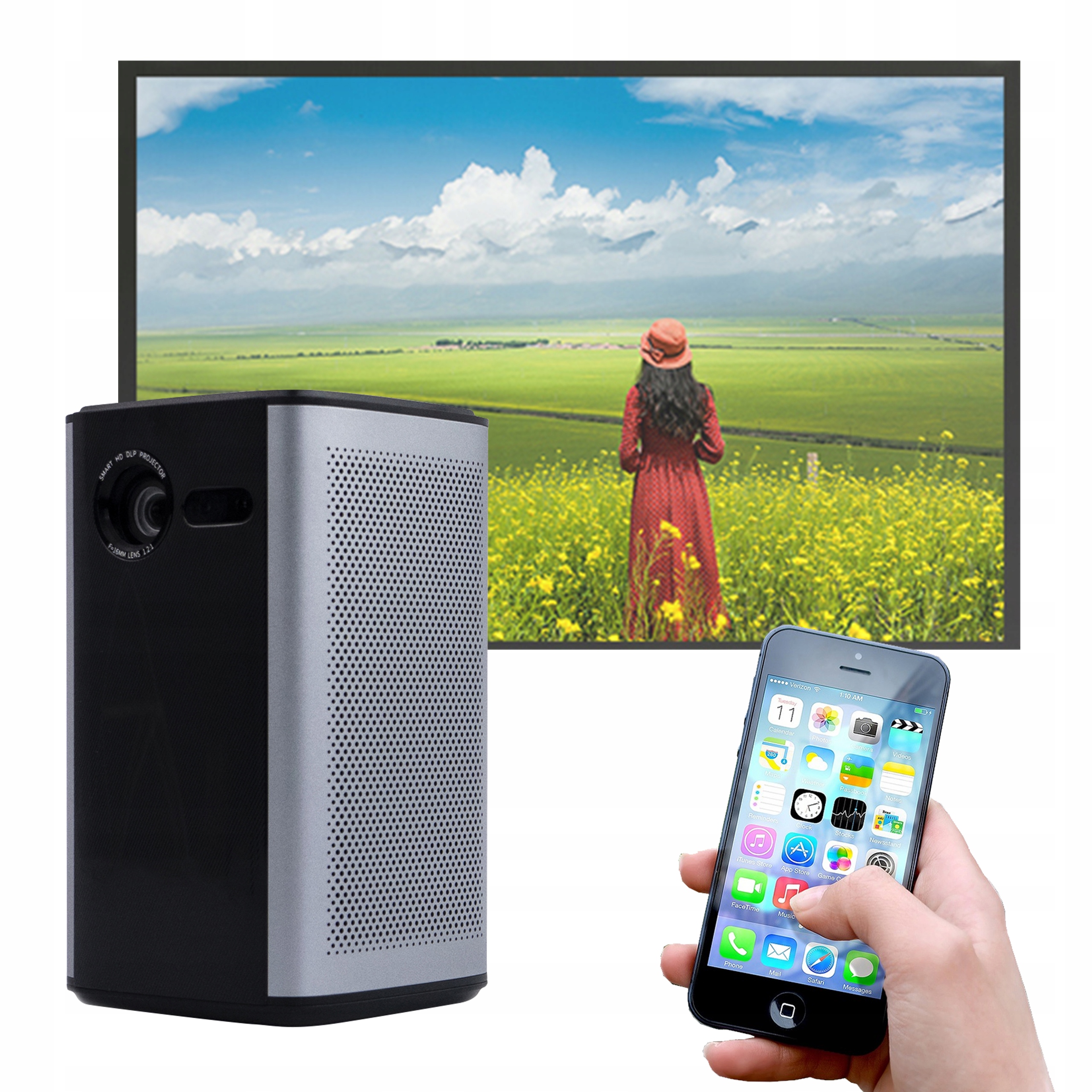 Projektor mini Mobilní Bluetooth Wifi Android přenosný Kompaktní stojan