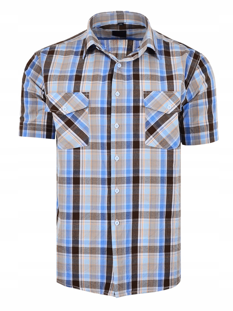 Košile Kostkovaná Hnědá Krátká Velká 47/48