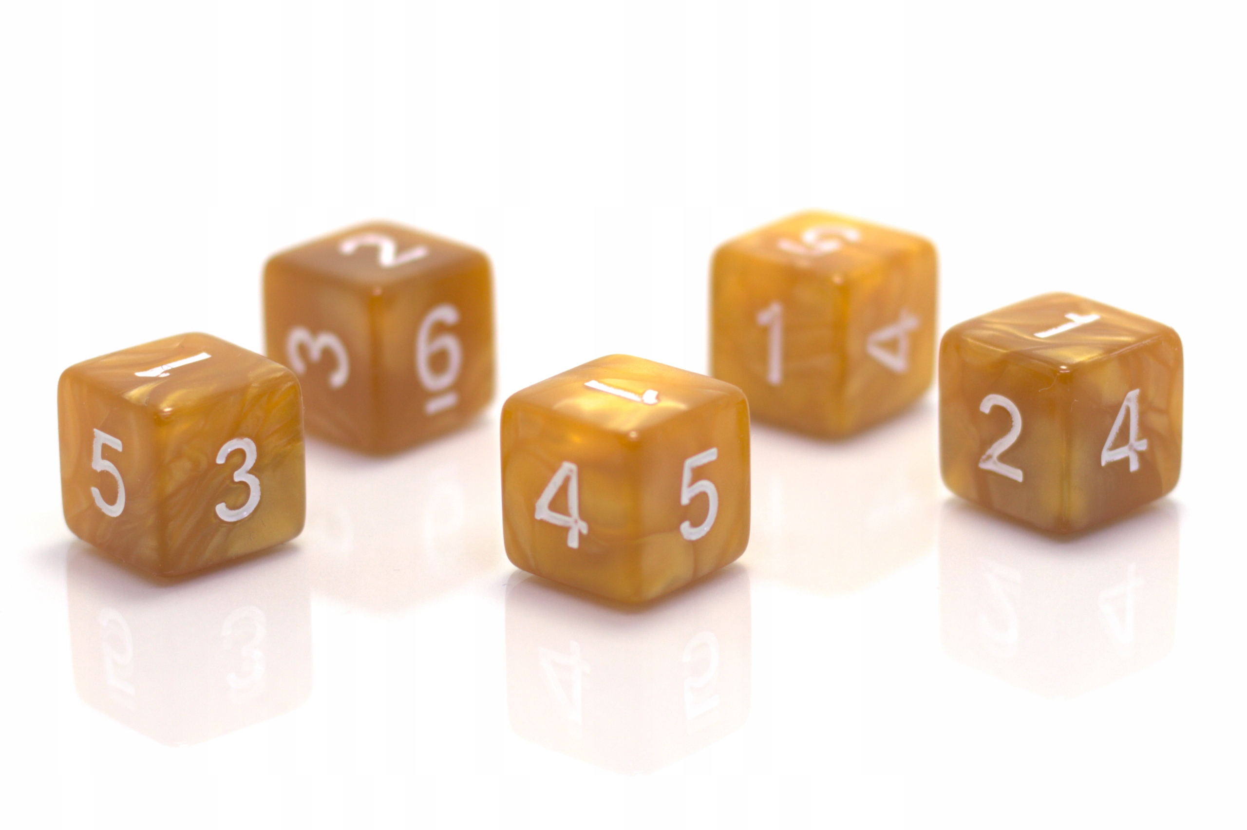 ZESTAW 25 KOSTEK K6 RPG ZŁOTO SMOKA 1,6 CM Liczba ścian 6