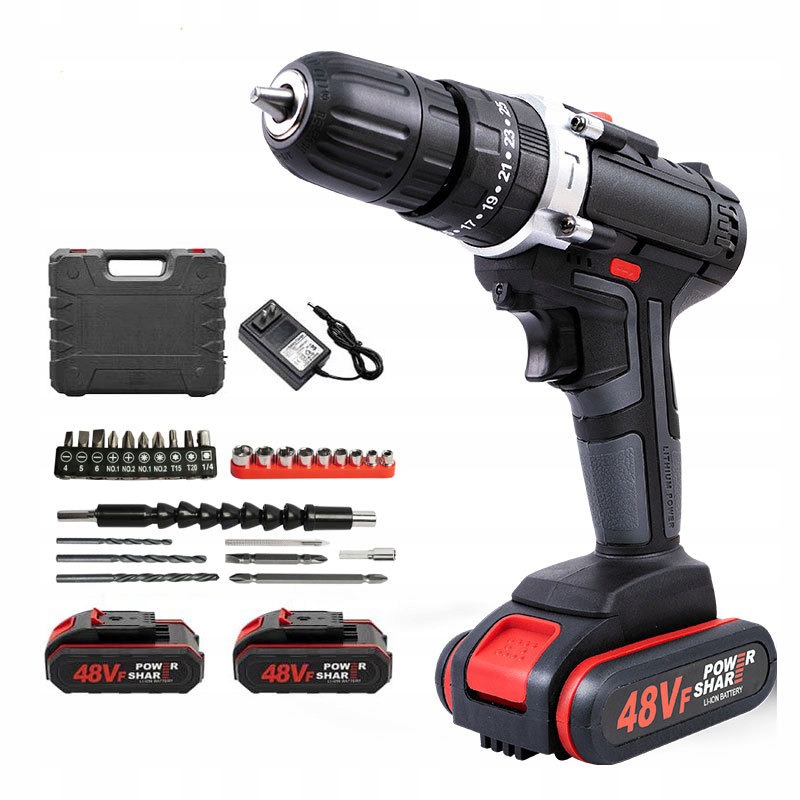 Aku Vrtačka Akumulátorový Příklepový Silný Šroubovák DWH-121 2x Aku 48V