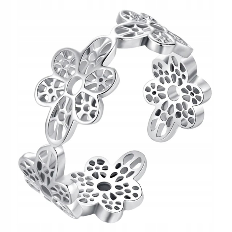 Prstýnek Prstýnek Regulovatelný Ažurové Květy Stříbro 925 Trusky