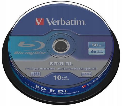 Verbatim Dosky Blu-ray Bd-r DL 50GB 6X Cake 10 Ks Hard Coat Kopírovanie