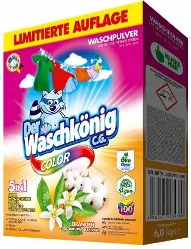 Levně Der Waschkonig Color Orange prášek na praní 6 kg De