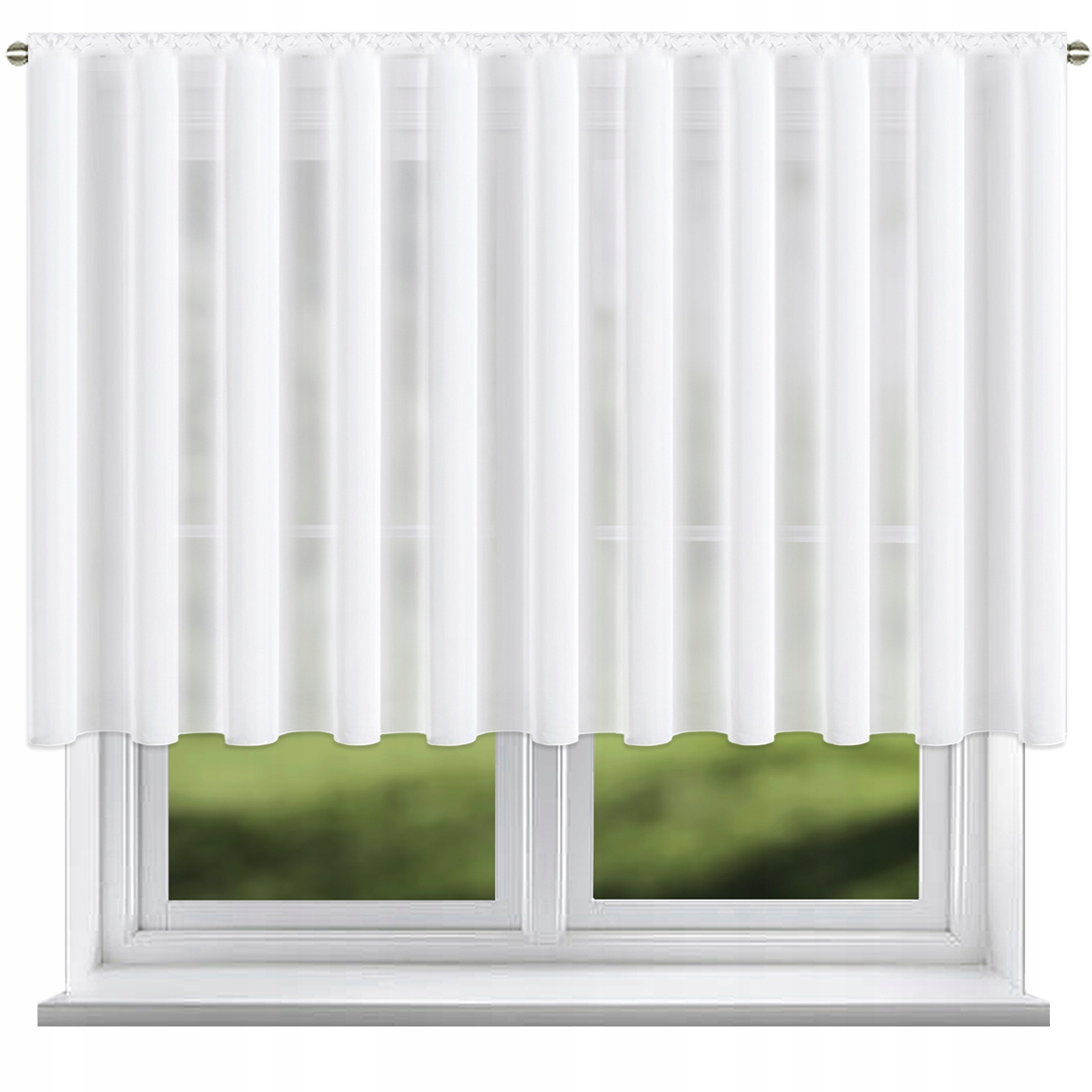 FIRANA WOALOWA GŁADKA KLASYCZNA BIAŁA NA TAŚMIE 400x130cm