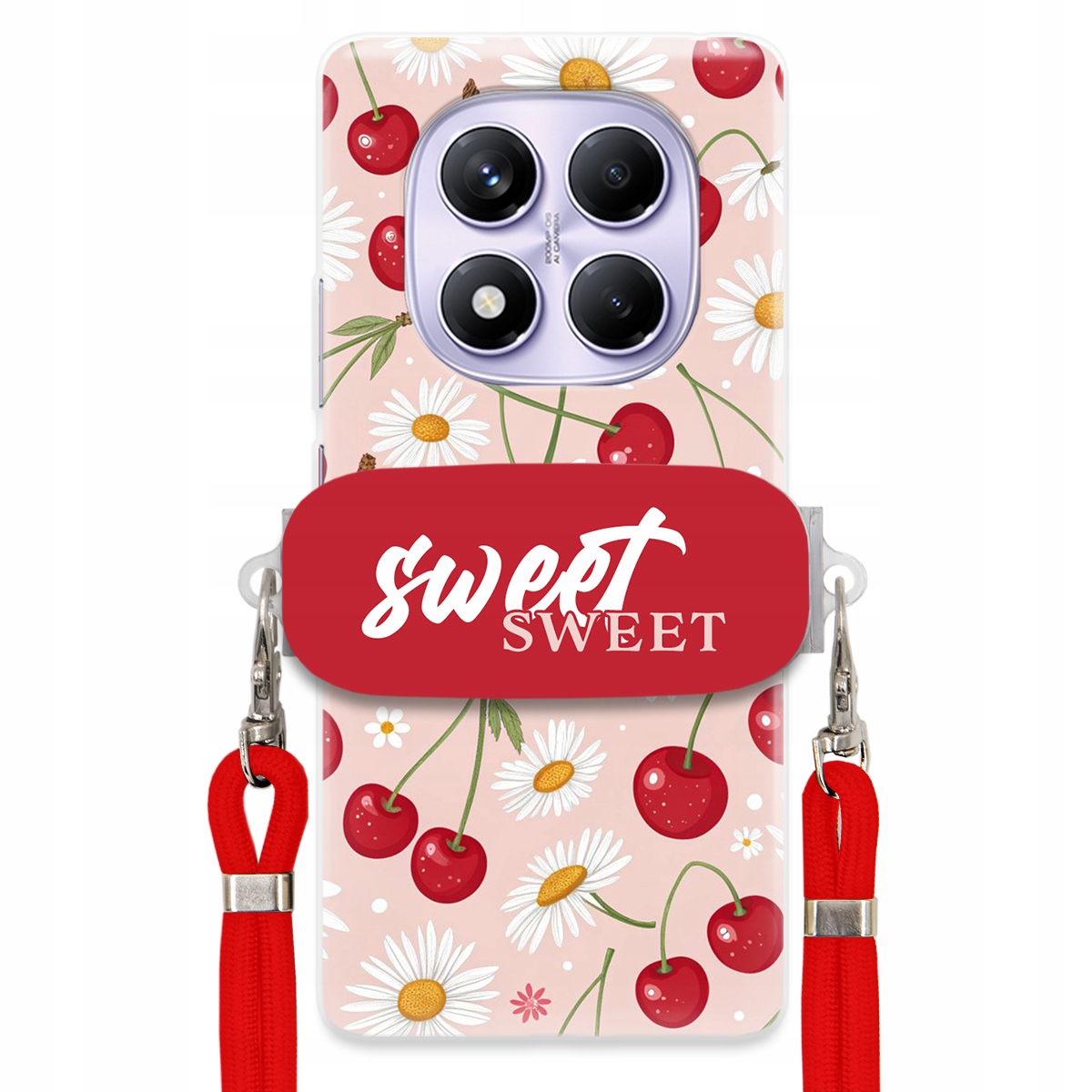 Puzdro pre Xiaomi Redmi Note 14 Pro 5G Červené vodítko držiak Sweet Cherry