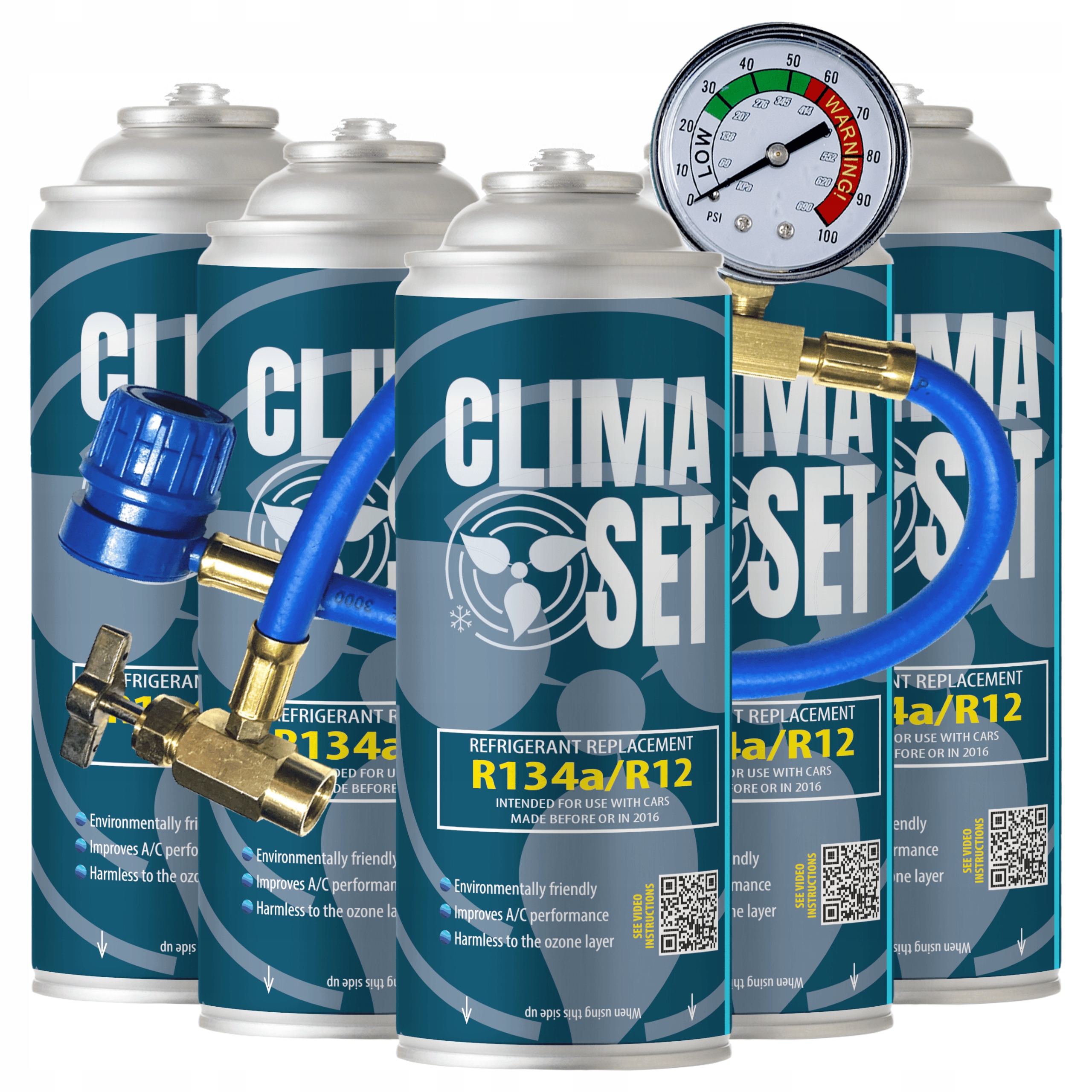 ClimaSet 5x Plyn R134a na plnenie klimatizácie 2,25 l s káblom