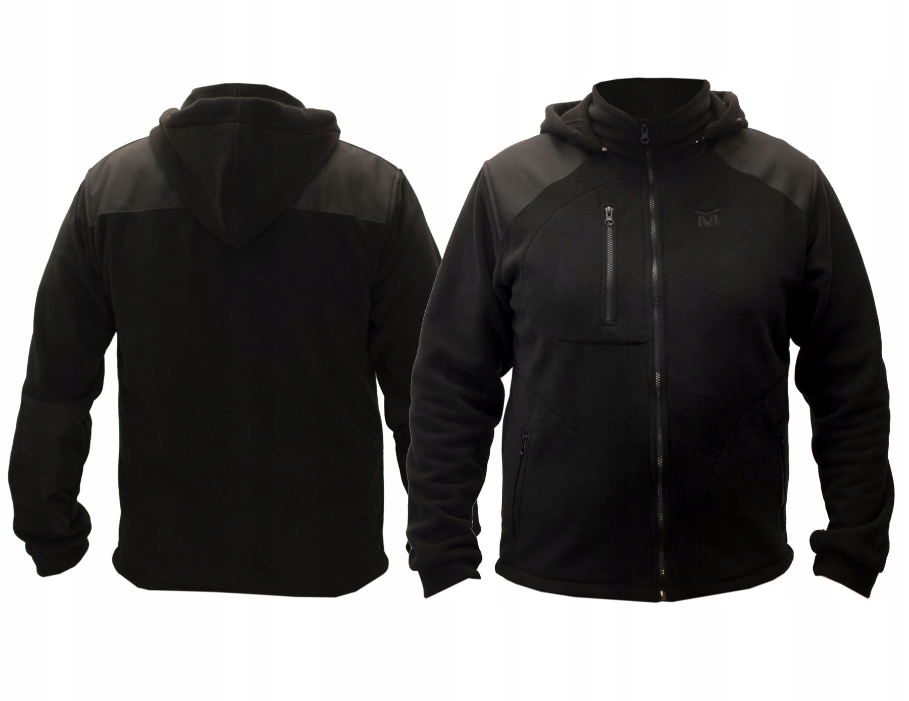 BLUZA POLAROWA BARDZO GRUBA CIEPŁA Z KAPTUREM TURYSTYCZNA CZARNY L