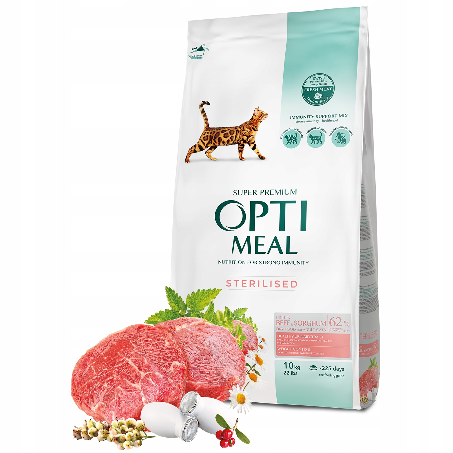 Levně Optimeal Sterilised Premium Beef 10kg Suché Krmivo pro kočky Hovězí maso