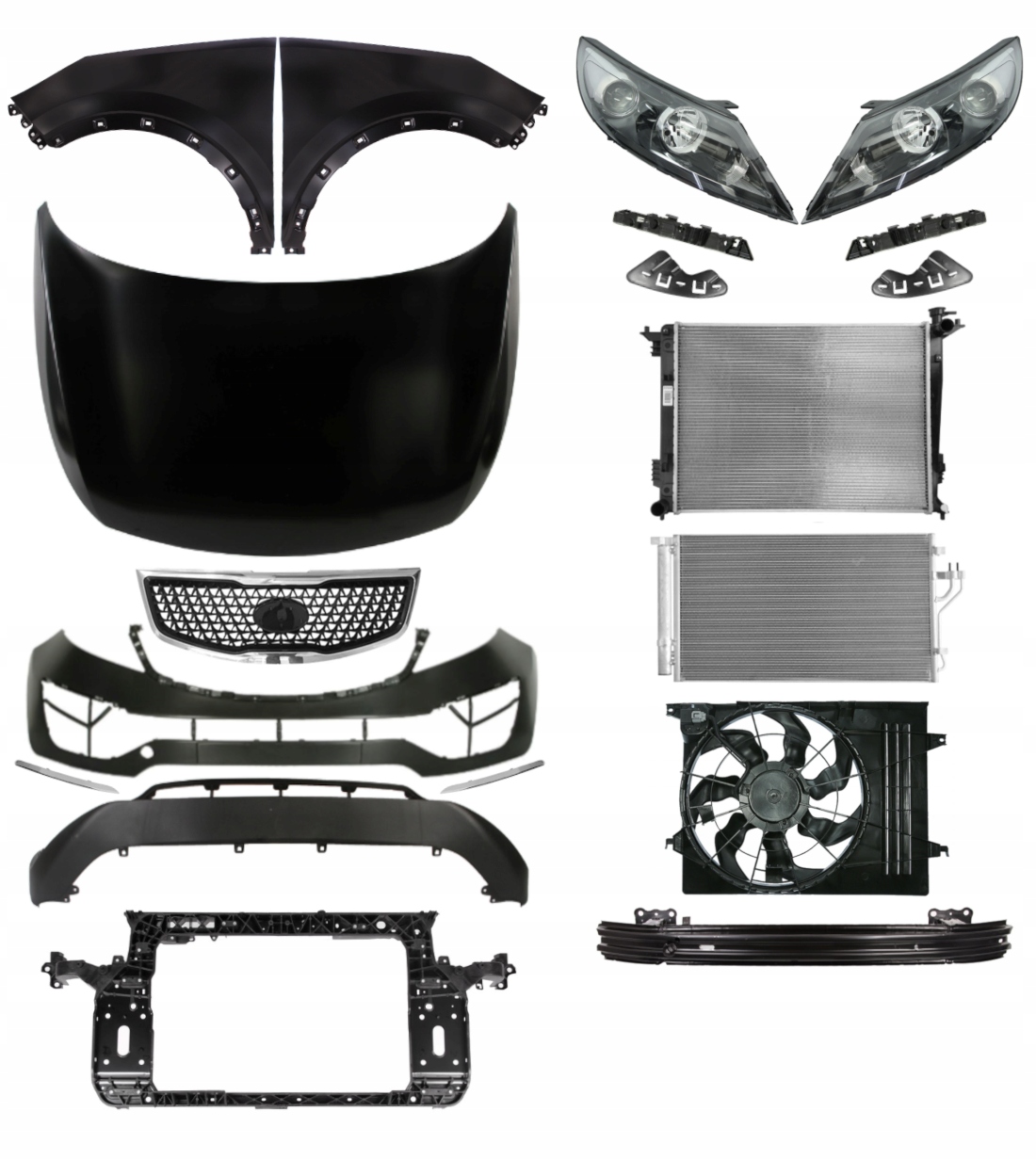 Kia Sportage 10-15 Zderzak Maska Błotnik Pas ZESTAW CZĘŚCI