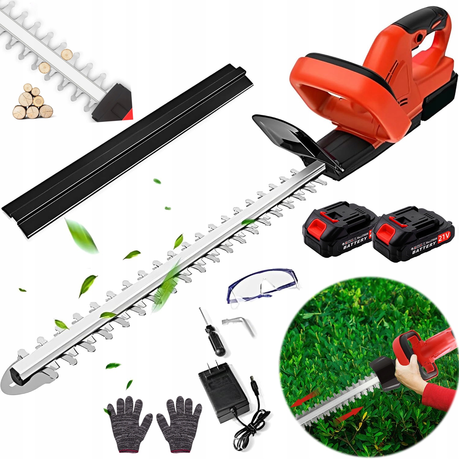 Nożyce Elektryczne Do Żywopłotu 500W Uchwyt Antypoślizgowy Do Krzewów Tui