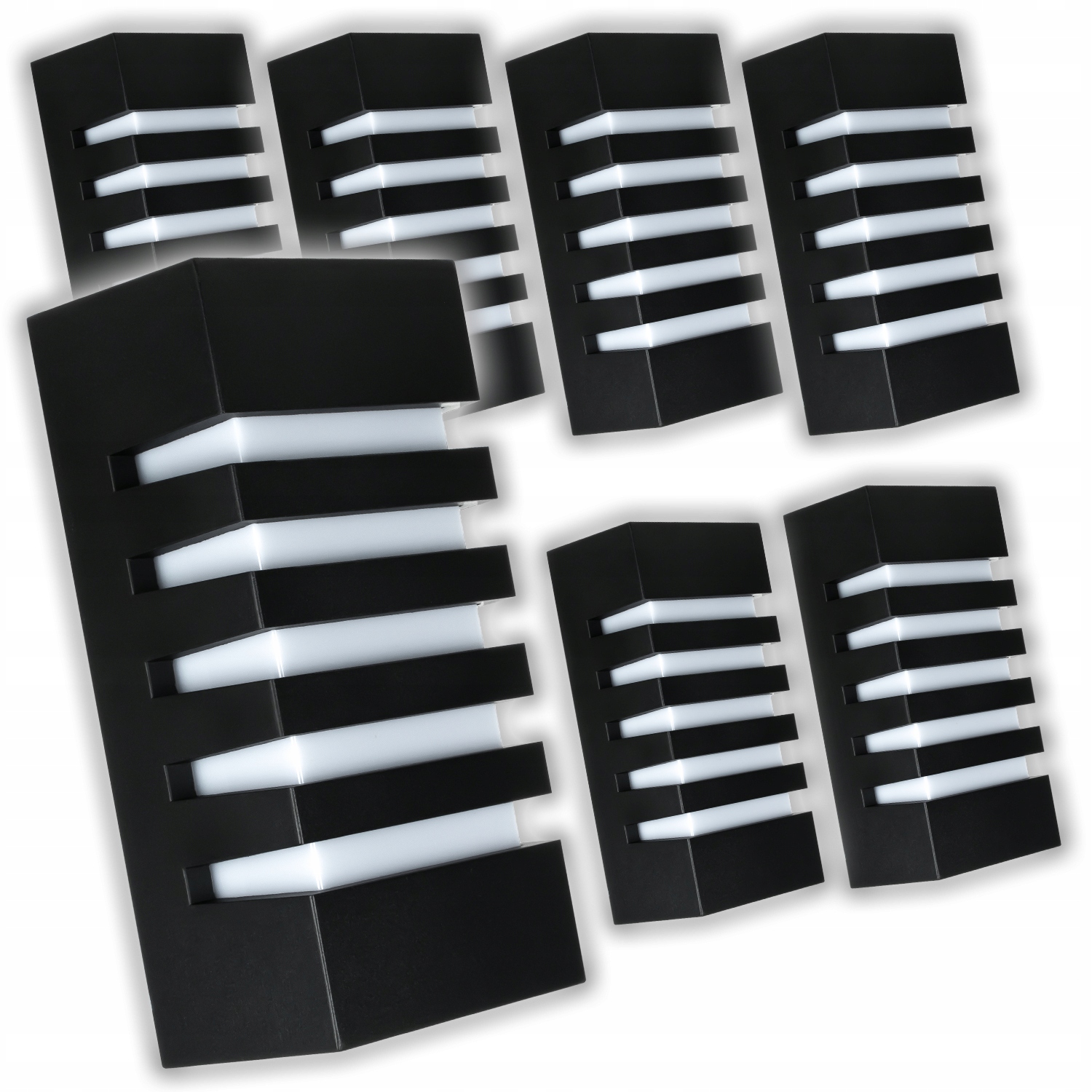 7x Černá Nástěnná Zahradní Fasádní Lampa IP55 Voděodolná Matná