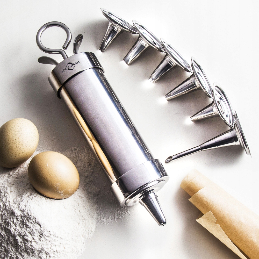 SZPRYCA CUKIERNICZA dekorator do ciast stalowa 7 końcówek KUCHENPROFI EAN (GTIN) 4007371044387