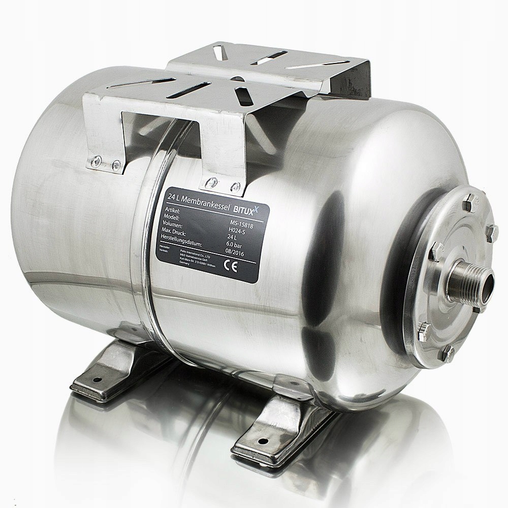 24 l hydroforový membránový zásobník nerezová oceľ 6 barov 1 palec do čerpadla