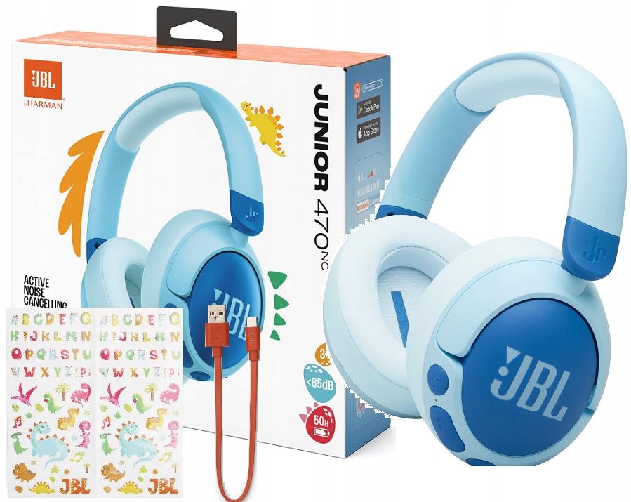 Słuchawki Dla Dzieci Jbl Junior 470NC Niebieskie Bluetooth Do 50 Godz
