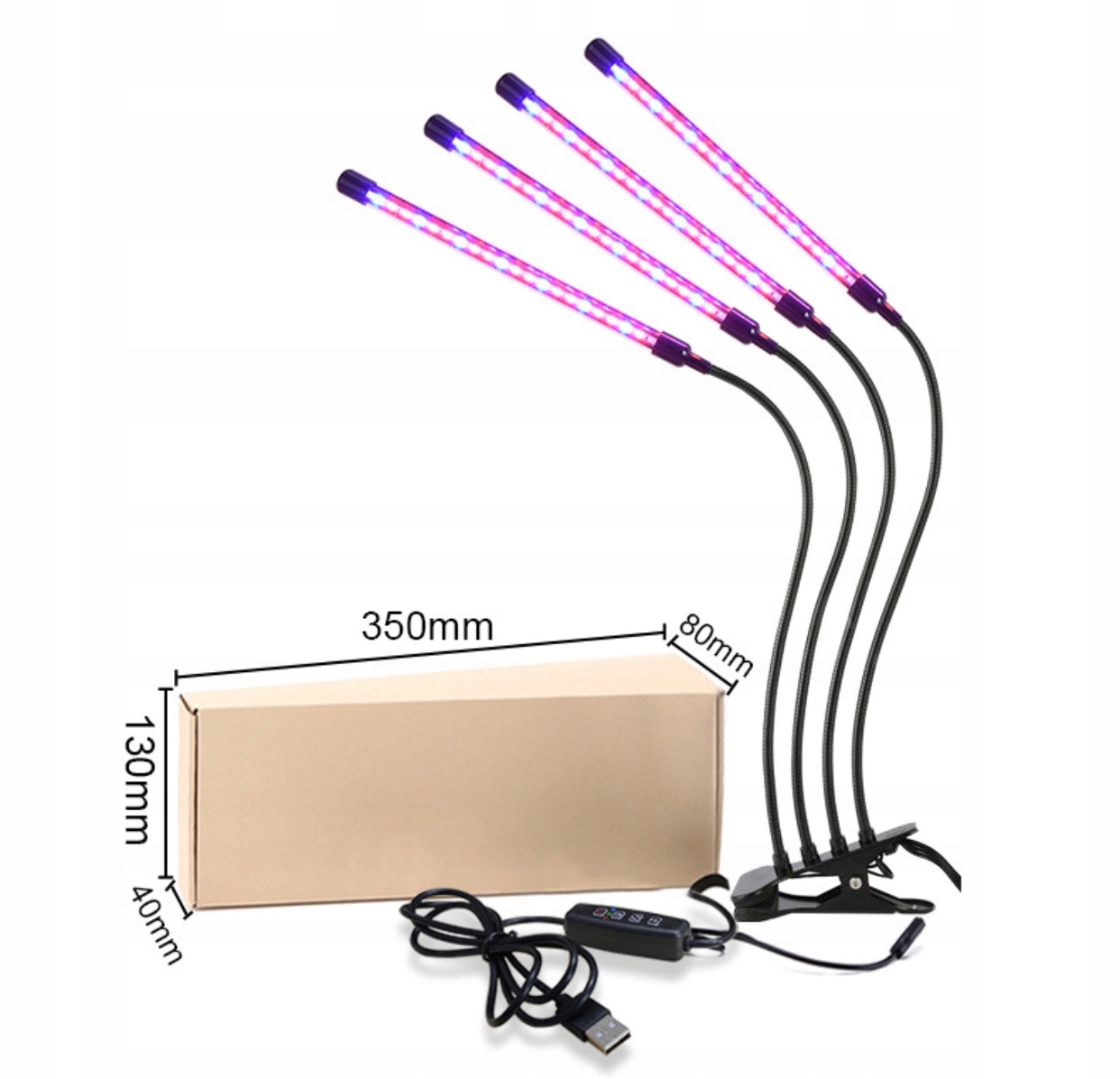 Lampa LED DO UPRAWY ROŚLIN 4 GŁOWICE 40W Z PILOTEM Moc 40 W