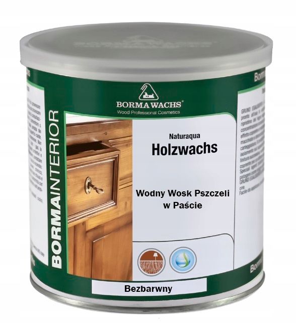 NATURALNY WOSK PSZCZELI DO DREWNA BORMA NATURAQUA HOLZWACHS BEZBARWNY 375ML