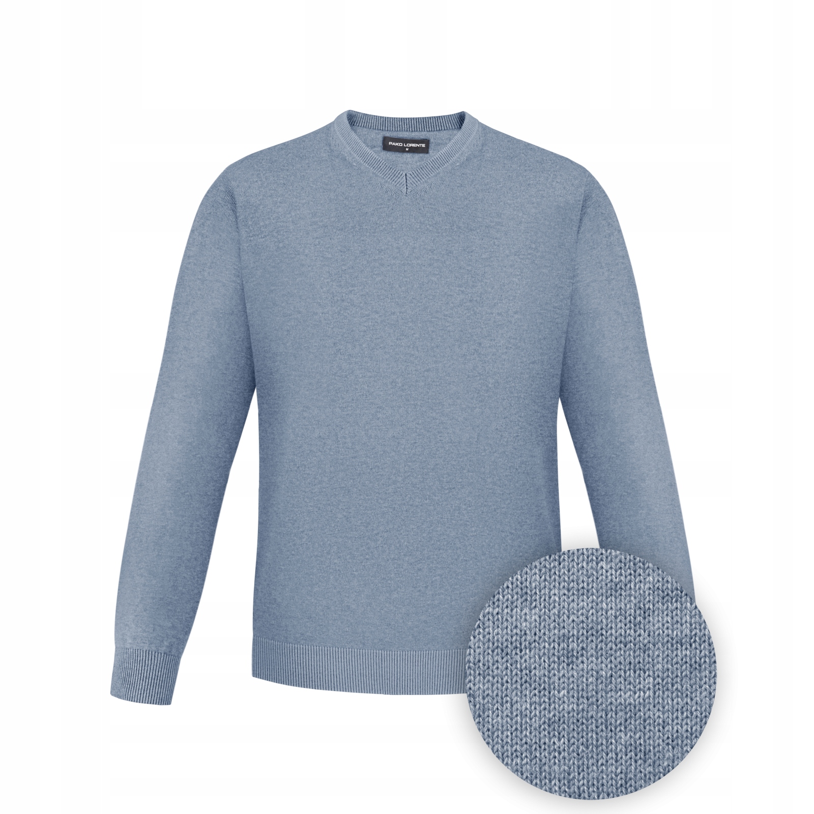 Modrý svetr s výstřihem do V 100% bavlna Pako Lorente vel 3XL